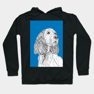 Spaniel Dog Portrait ( blue background ) Hoodie